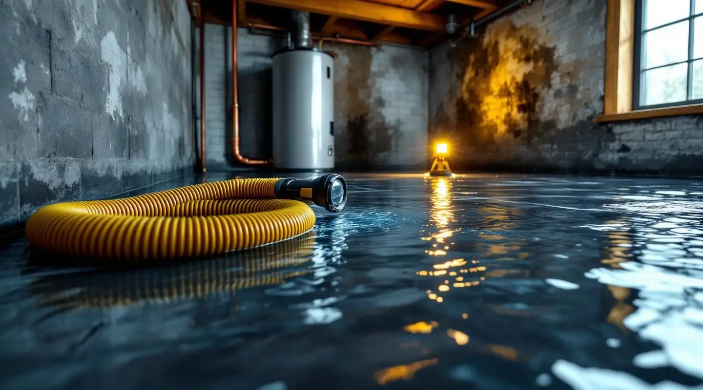Eco Dry Restoration technician extracting water from a flooded Westminster living room carpet with professional equipment.